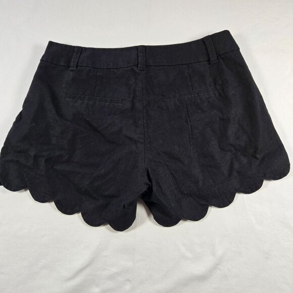 J.Crew Black Scalloped Hem Linen Blend Shorts Size 2 Womens Casual Summer Bottom - Picture 5 of 7